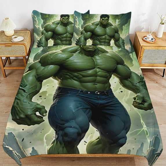Hulk 3-Piece All Season Bedding Set, Comforter Set with Pillow Shams for Bedroom & Dorm Decor, Ideal Gifts for Women Men Teens Friends Family