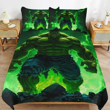 Hulk 3-Piece Bedding Set Super Hero Hulk Twin Bed Set with Bed Duvet Cover and Pillowcases Gifts for Girls Boys