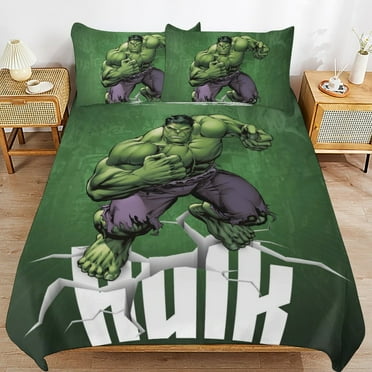 Hulk 3-Piece Bedding Set Super Hero Hulk Twin Bed Set with Bed Duvet Cover and Pillowcases Gifts for Girls Boys