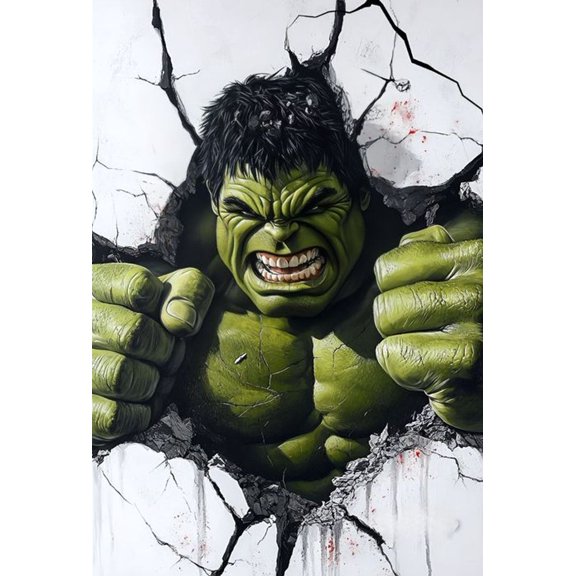 Hulk 5D Diamond Painting Kits for Beginners, Full Drill Superhero Diamond Art Kits, Home Wall Decor 16x12 Inch