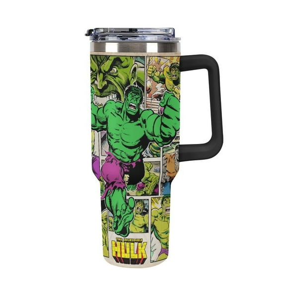 Hulk Car Cup with Handle Straw Lid Stainless Steel Double Wall Vacuum Coffee Mug Large Capacity Tumbler 40oz for Man Woman