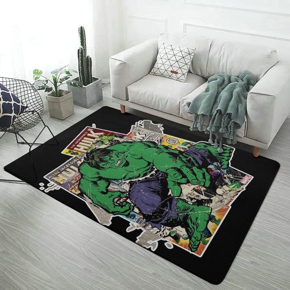 Hulk Carpet for Living Room Fashion Pattern Coral Velvet Floor Mat Non-Slip Soft Yoga Area Rugs 40x60inch