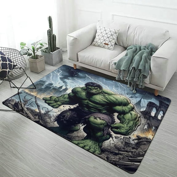 Hulk Carpet for Living Room Fashion Pattern Coral Velvet Floor Mat Non-Slip Soft Yoga Area Rugs 40x60inch