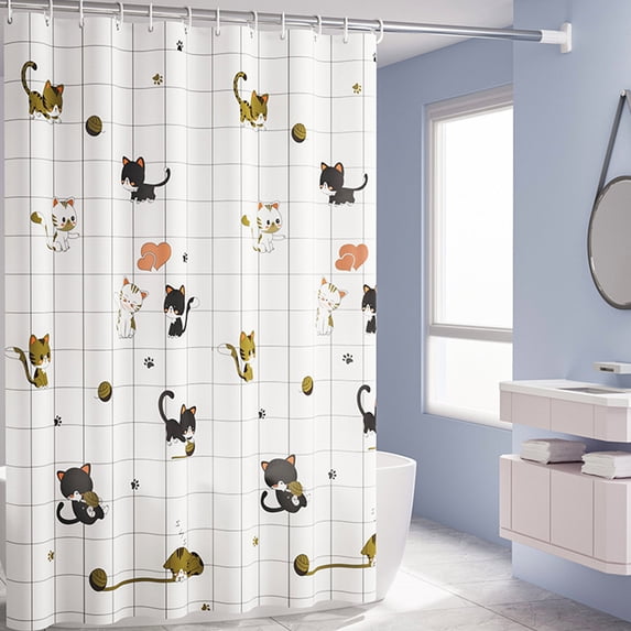 Lwlmwt Thickened Bathroom Shower Curtain Liner PEVA Non-Toxic Material Waterproof Shower Curtain Hole-Free Bathroom Partition Curtain Includes 16 Hanging Rings Quick and Easy Installation