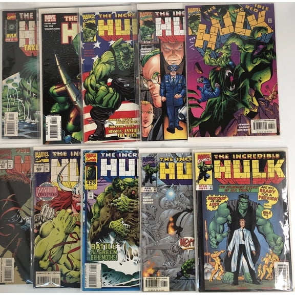 Hulk Comic Book 10-Issue Marvel Gift Set Collector Bundle Featuring The Incredible Hulk