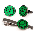 thumbnail image 1 of Hulk Cufflinks, Avengers Tie Clip, Groomsmen Jewelry, Men’s Wedding Gifts, 1 of 4