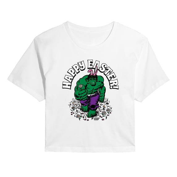 Hulk - Happy Easter - Juniors Cropped Graphic T-Shirt