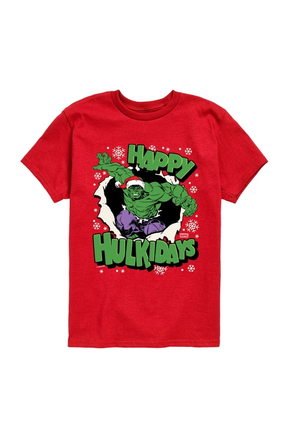 - Happy Hulkidays - Youth Boys Short Sleeve Graphic T-Shirt