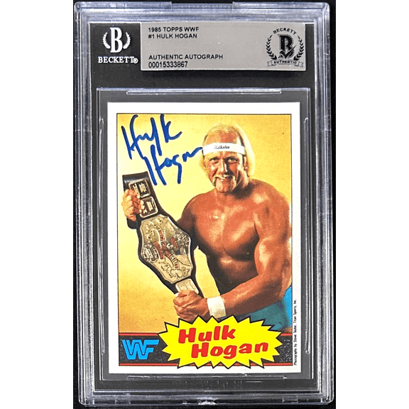 Hulk Hogan Autographed Signed 1985 Topps WWF Card #1 Beckett 15333867