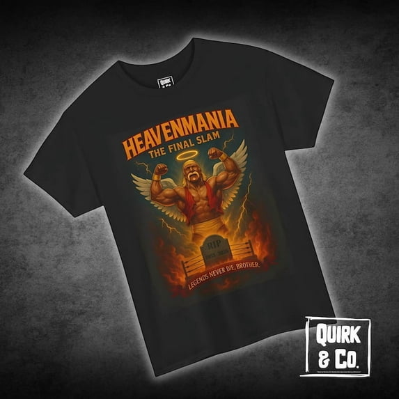Hulk Hogan Heavenmania Unisex Heavy Cotton Tee - Festival Shirt, Gamer Apparel,Black Color,Size XL