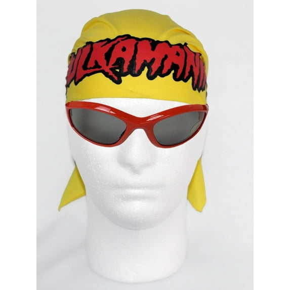 Hulk Hogan Hulkamania Bandana Sunglasses Costume -Yellow-Red