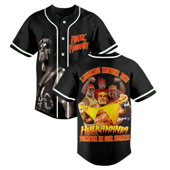 Hulk Hogan Legends Never Die 2025 Baseball Jersey Short Sleeve Button-up Shirts Women Men Streetwear Tops