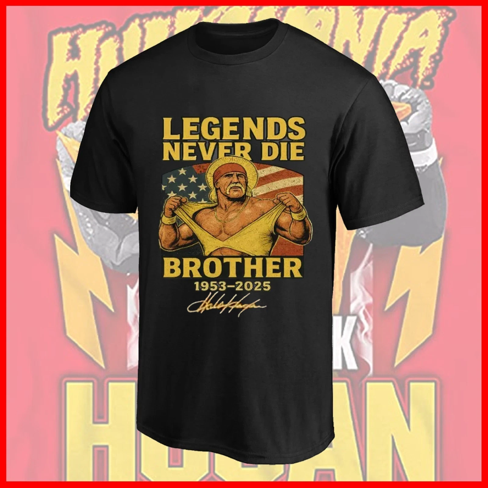 T-shirt Hulk Hogan Rip Merch Unisexe – Col Rond, Manches Courtes, Streetwear Décontracté - 13