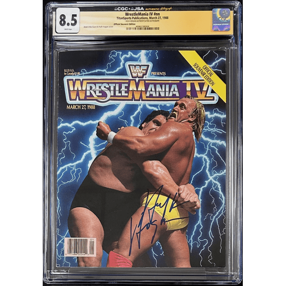 Hulk Hogan Signed WWF WrestleMania IV Program CGC 8.5 JSA Pop 1 None Higher