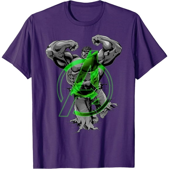 Hulk Jump Smash Portrait DTG Print Unisex T-Shirt,Purple Color,Size 4XL