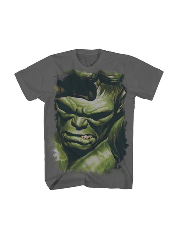 Hulk (Marvel Comics) Mens T-Shirt - Giant Serious Grimmace Face (Small)