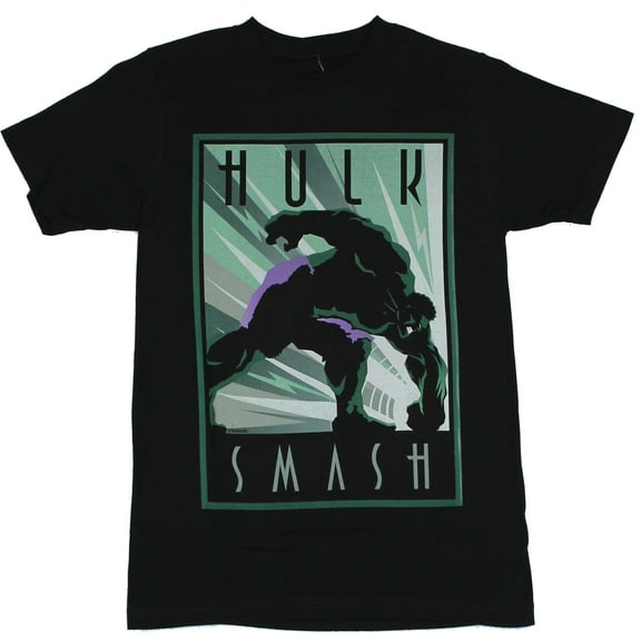 Hulk (Marvel Comics) Mens T-Shirt - "Hulk Smash" Stylized Smashing Hulk Image (Small)