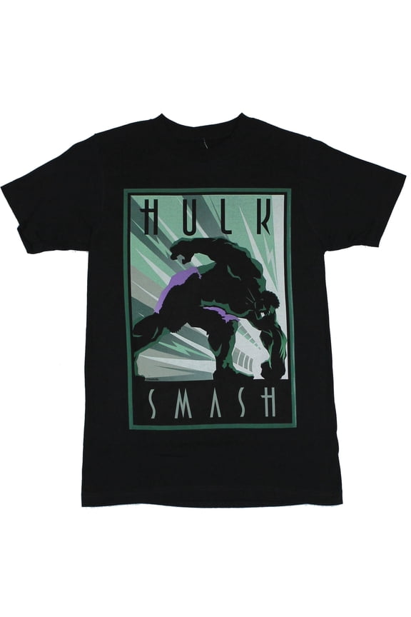 Hulk (Marvel Comics) Mens T-Shirt - "Hulk Smash" Stylized Smashing Hulk Image (Small)