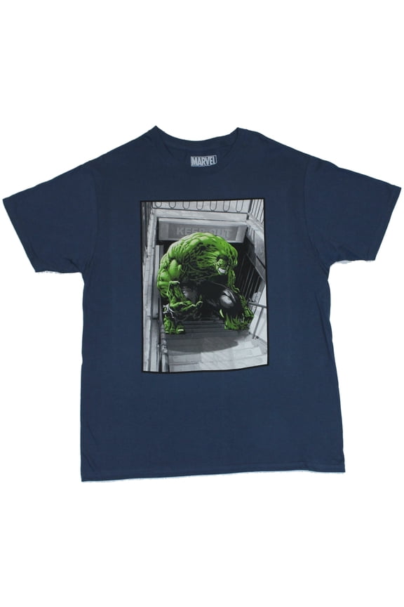 Hulk (Marvel Comics) Mens T-Shirt - Rage Filled Veiny Muscly Hulk Downstairs (Large)
