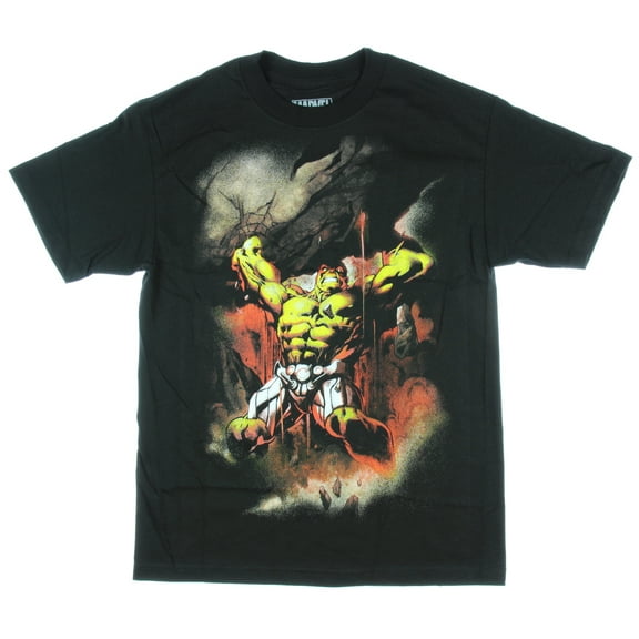 Hulk (Marvel) Mens T-Shirt - Incredible Hulk Holding Holding Up Crushing Rocks (Medium)