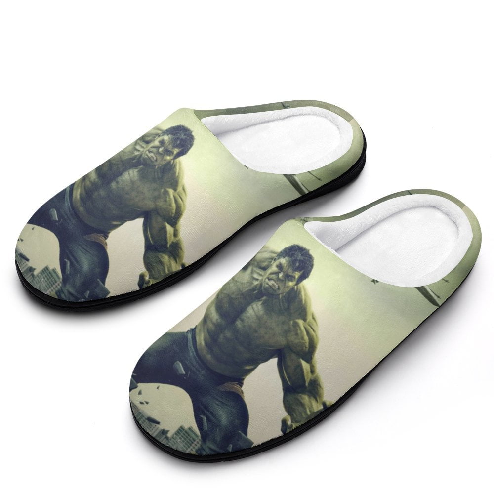 Hulk Men Slippers Non Slip Fuzzy House Slippers Warm Soft Plush Winter House Shoes Indoor Outdoor Slip On Shoes