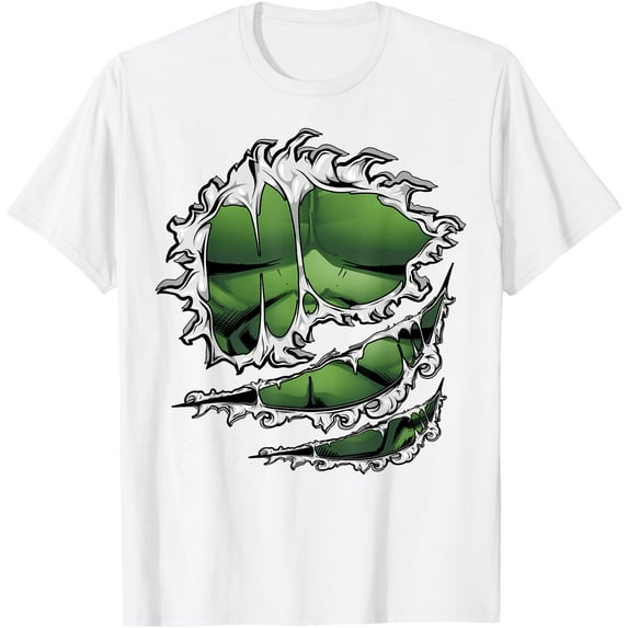 Hulk Ripped Tee Funny DTG Print Unisex T-Shirt,White Color,Size YM