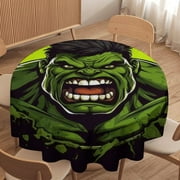 Hulk Round Tablecloth，Waterproof Stain and Wrinkle Resistant Washable Fabric Table Cloth for Restaurant Picnic Indoor and Outdoor Dining