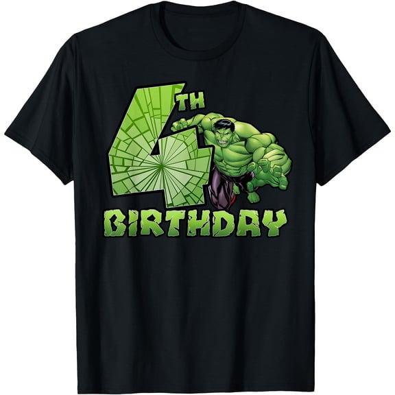 Hulk Smash 3rd 4th 5th Birthday Kids DTG Print Unisex T-Shirt,Black 4 Color,Size 5-6T