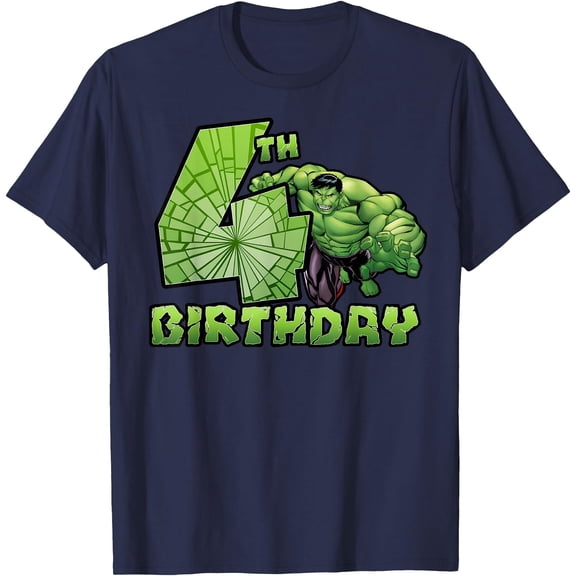 Hulk Smash 3rd 4th 5th Birthday Kids DTG Print Unisex T-Shirt,Navy 4 Color,Size 5-6T
