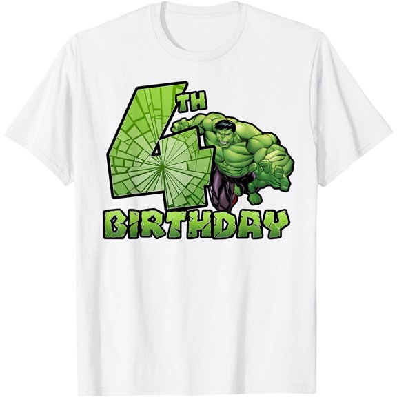 Hulk Smash 3rd 4th 5th Birthday Kids DTG Print Unisex T-Shirt,White 4 Color,Size 5-6T