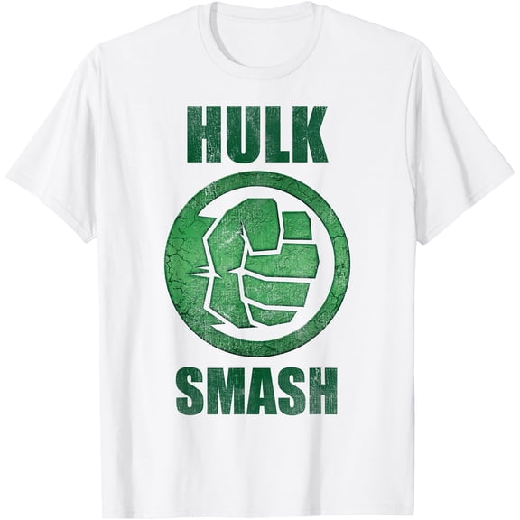 Hulk Smash Fist Circle Logo Green Stone Poster DTG Print Unisex T-Shirt