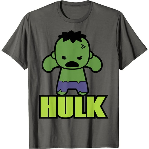 Hulk The Incredibly Cute Kawaii Pose DTG Print Unisex T-Shirt,Charcoal Color,Size L