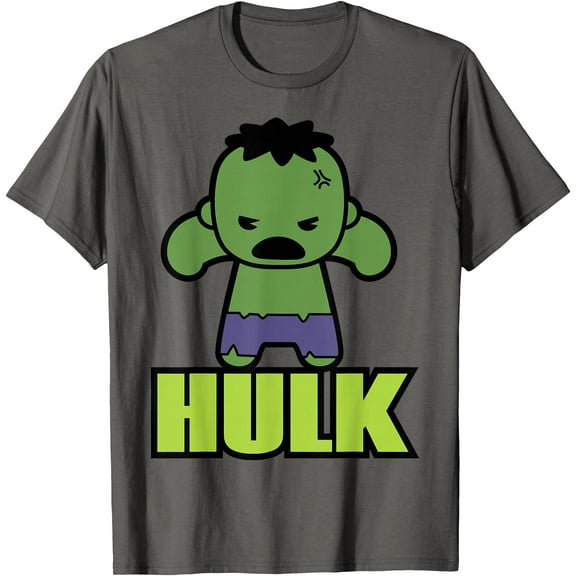 Hulk The Incredibly Cute Kawaii Pose DTG Print Unisex T-Shirt,Charcoal Color,Size YM