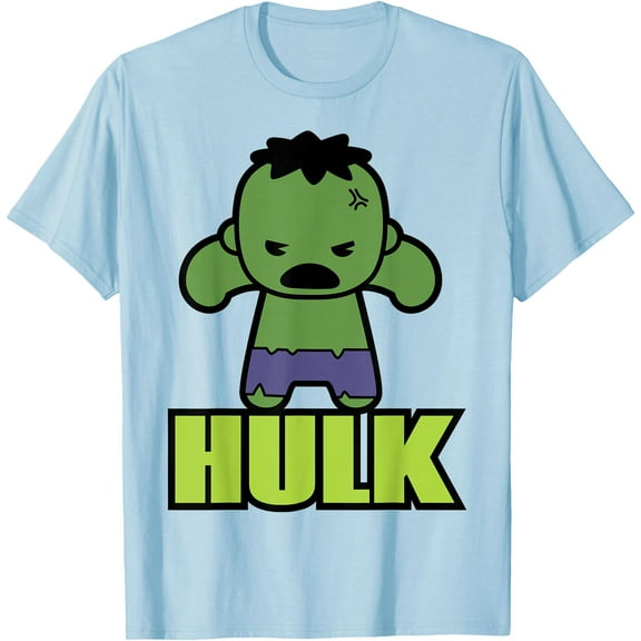Hulk The Incredibly Cute Kawaii Pose DTG Print Unisex T-Shirt,Light Blue Color,Size 5-6T