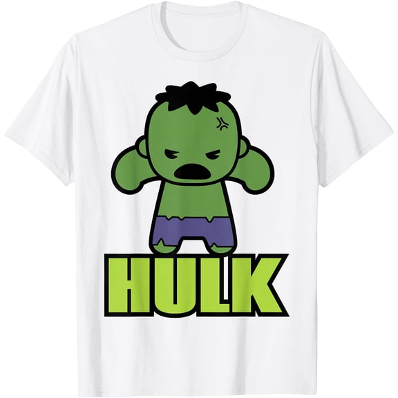 Hulk The Incredibly Cute Kawaii Pose DTG Print Unisex T-Shirt,White Color,Size 3XL