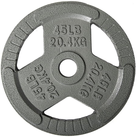 HulkFit 2-inch Iron Plate for Strength Training, Weightlifting, Single (45 lb), Silver