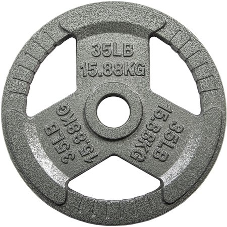 HulkFit 2-inch Iron Plate for Strength Training, Weightlifting and Crossfit, Single (35 Pounds), Silver