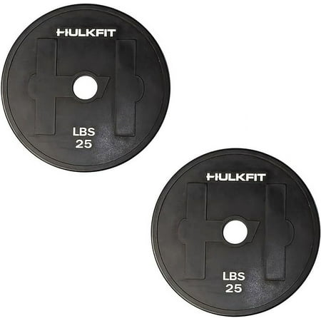 HulkFit Adjustable Rubber Coated Steel Dumbbell Weight Change Plates for Weightlifting and Strength Training (25lbs, Pair)