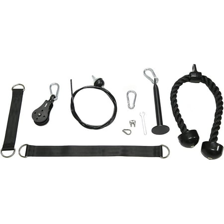 HulkFit Cable Pulley System with Tricep Rope, Loading Pin, 3 Carabiners and Two Hanging Straps