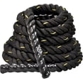 thumbnail image 1 of HulkFit Heavy HD Dacron Battle Exercise Training Rope, 1.5/2in Diameter, 30/40/50ft Length (50ft x 2inch), Black, 1 of 6