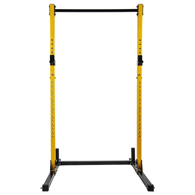 HulkFit Adjustable Power Squat Stand Rack w 2 J Hooks 2 Weight Plate Holders Walmart