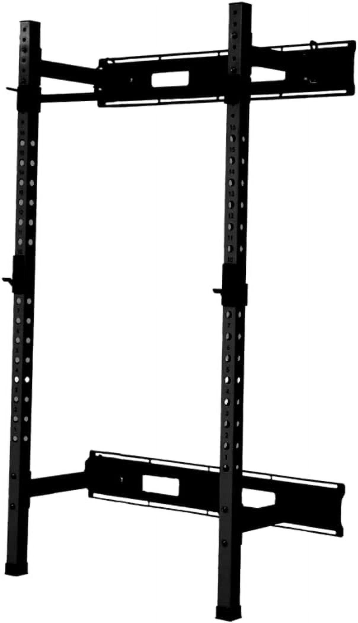 HulkFit Pro Series 2.35” x 2.35” Steel Folding Wall Mounted Power Rack Cage  with Attachment Accessories - J Hooks and Height Adjustable Pull Up Bar 