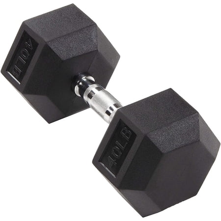 HulkFit Rubber Encased Hex Dumbbells, 40lb Single