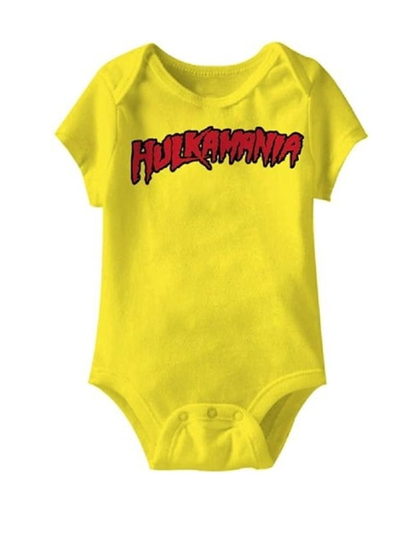 Hulkamania Hulk Hogan Logo Yellow Snapsuit Infant Onesie Baby Romper
