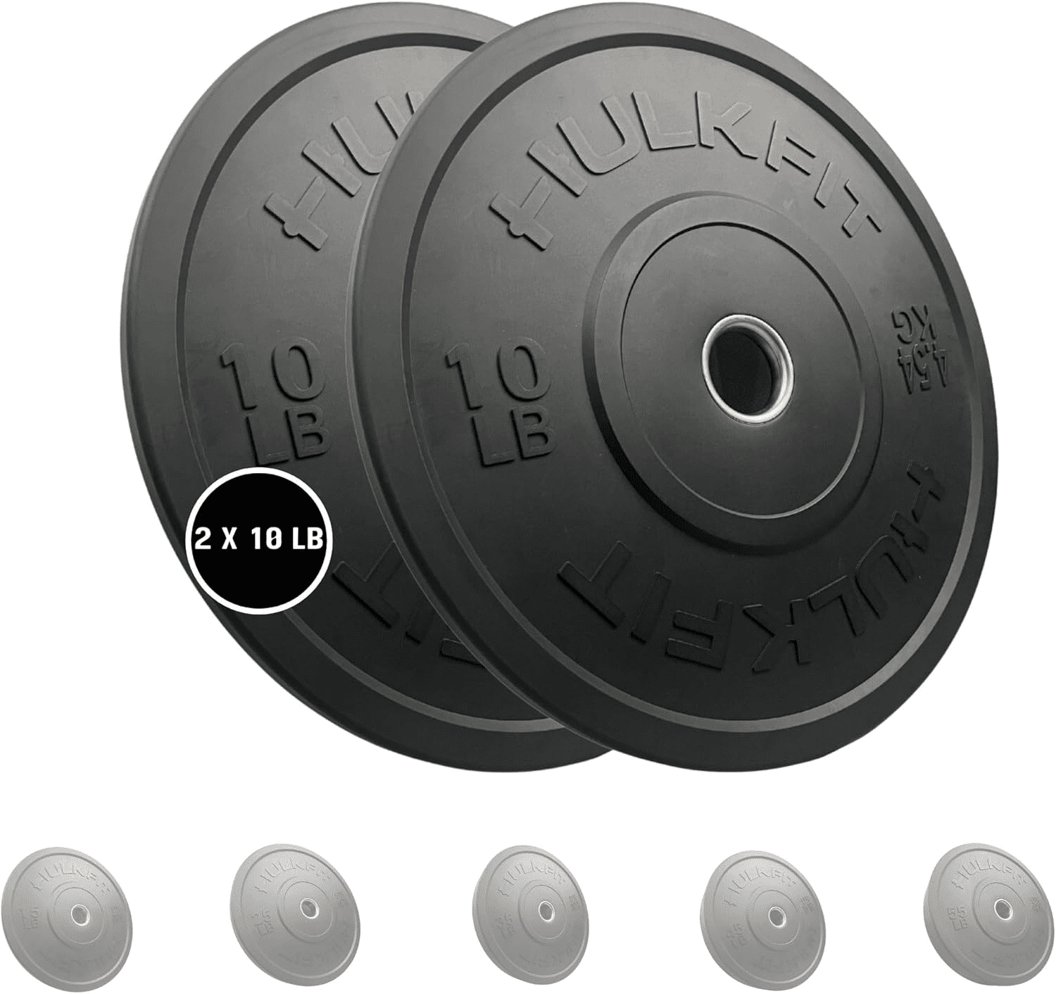 Hulkfit 2” Olympic Shock Absorbing Bumper Weight Plates - 10 Pounds (Pair)