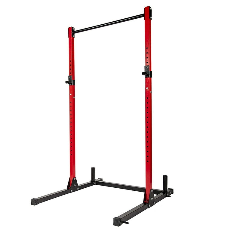 Hulkfit Multi Functional Adjustable Sport Series Squat Stand Rack w J Hooks and Other Accessories Red Walmart