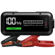 Hulkman Alpha Pro Solid Black, 1750A 59.2Wh Car Jump Starter Portable, High-Capacity Battery Booster & Jumper Cables, 3.3 Display Jump Box, PD65W in&Out, 12V Battery Pack for 8.0L Gas/5.0L Diesel