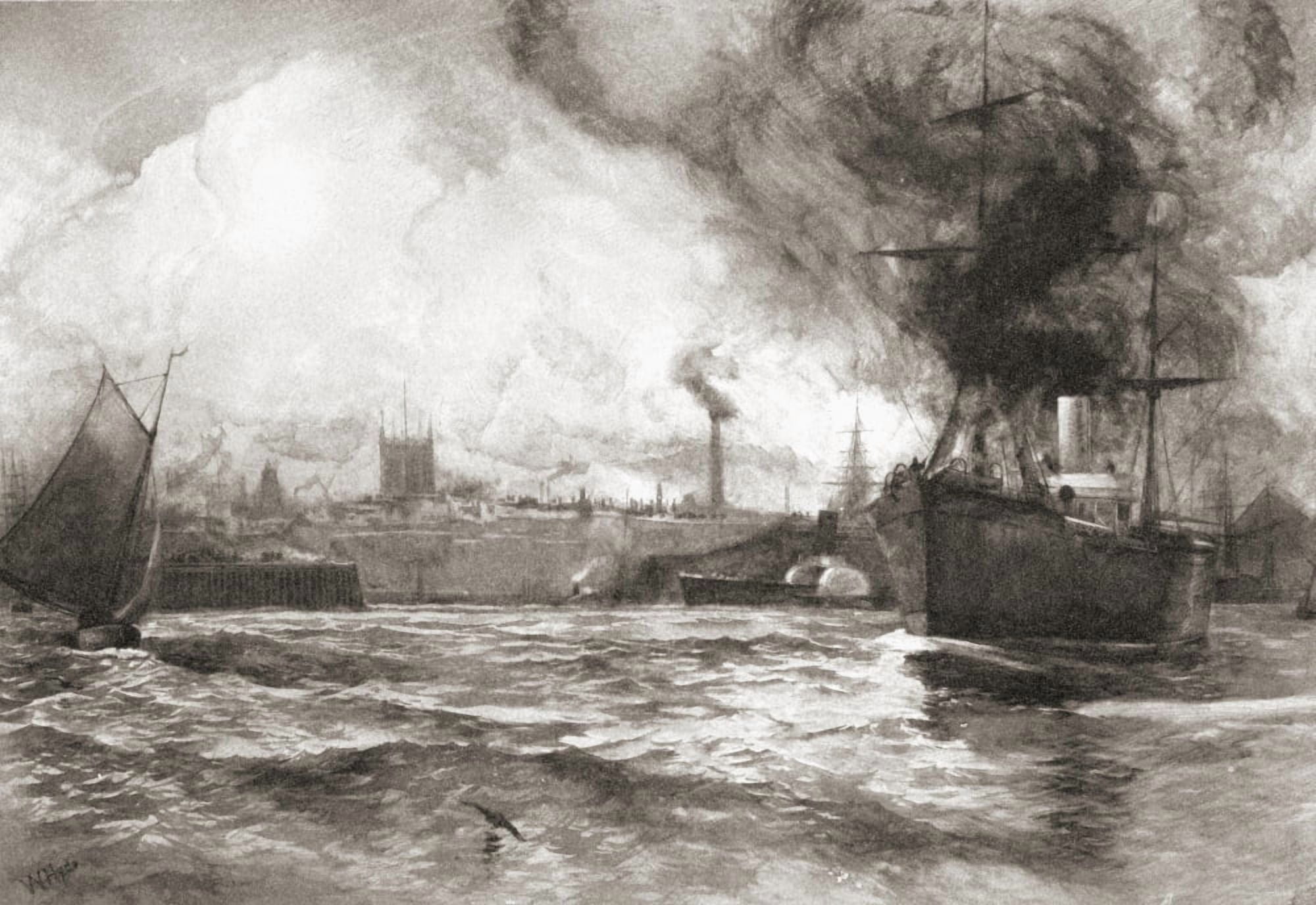 Hull From The Humber Kingston Upon Hull East Riding Of Yorkshire England At End Of 19Th Century From Picturesque History Of Yorkshire Published C1900 Canvas Art - Ken Welsh Design Pics (17 x 12)