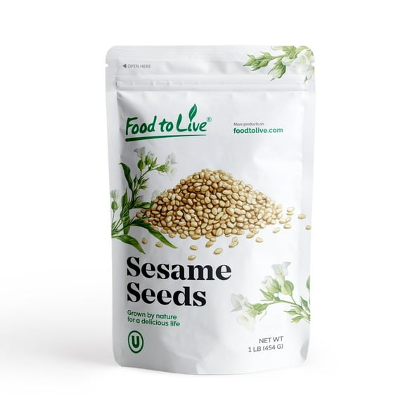 Hulled Sesame Seeds, 1 Pound  Kosher, Raw, Vegan  by Food to Live