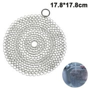 Hulless Chainmail Scrubber Stainless Steel Cast Iron Cleaner, Durable Anti-Rust Scrubber for Pots, Skillets, Griddle Pans, BBQ Grills and More, with Hanging Ring